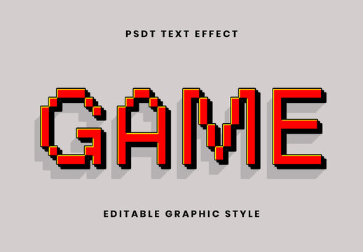 Red And Black Pixelated 8-Bit Text Effect Retro Outline Pixel Font