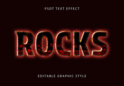 Red And Black Volcanic Rock Text Effect Lava Crackled Bold Font