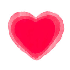 Hand drawn watercolour pink heart isolated on white background. Valentine’s Day