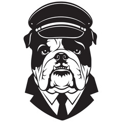 Bulldog in captain uniform Vector, illustration