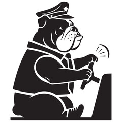 Bulldog officer driving an automobile Vector, illustration