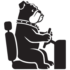Bulldog driver silhouette illustration Vector, illustration
