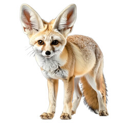Fototapeta premium A striking portrait of a Fennec Fox with notably large ears against a black background.