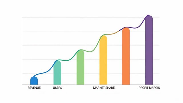 Animated Business Growth Chart Showing Revenue and Profit Data.