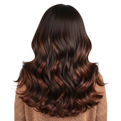 Fototapeta premium Long wavy dark brown hair isolated on transparent background