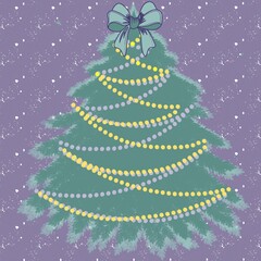 christmas, tree, holiday, star, xmas, decoration, winter, christmas tree, celebration, illustration, vector, card, merry, season, snow, december, design, green, new year, ornament, new, year