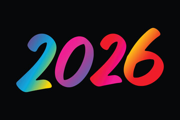 Colorful 2026 Number Vector Design With Dark Background © RMNKO
