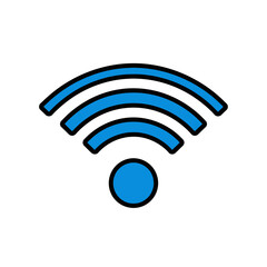 Blue wi-fi signal icon on white background for wireless internet connection isolated on white background, Vector