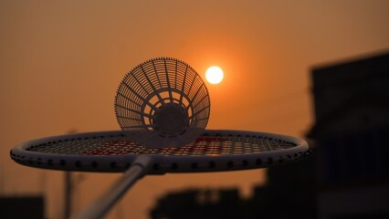  badminton racket and shuttlecock