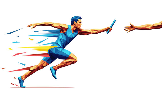 Abstract illustration of a relay race runner passing the baton