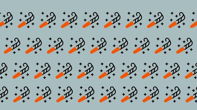 Seamless Pattern of Snowman Faces with Carrot Noses and Party Blowers.