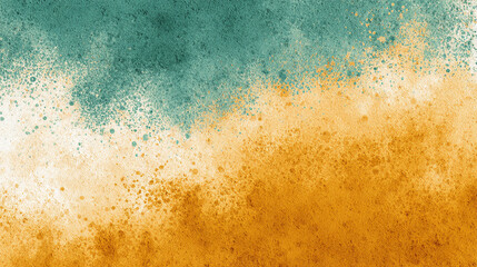 Abstract watercolor painting with a unique color gradient blends. The top area has a teal hue, which smoothly transitions into a sandy ochre tone.