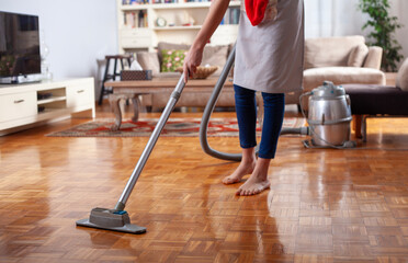 Fototapeta premium housekeeping woman cleaning floor