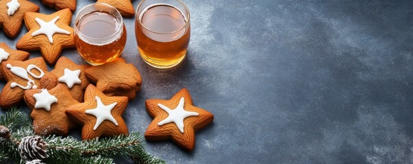 Star Gingerbread Cookies and Beer, Holiday Season, Christmas Treats