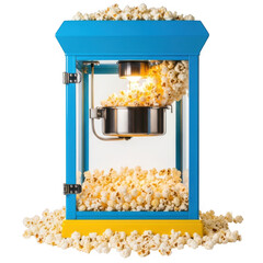 Blue popcorn machine isolated on transparent background
