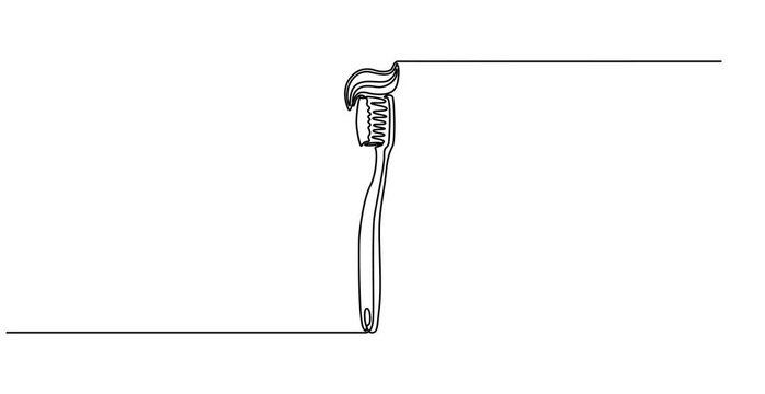 Animated self drawing of Continuous one line drawing of toothbrush and toothpaste, one line art toothbrush and toothpaste vector illustration. line art, one continuous line,