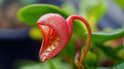 Striking Masdevallia Orchid Red Spotted and Uniquely Shaped Bloom.