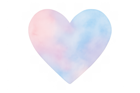 Watercolor heart shape with pastel pink and blue - Powered by Adobe
