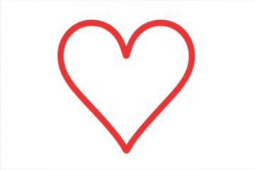 Red heart outline transparent background love icon