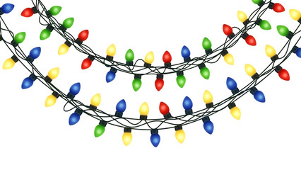 Christmas Bulb Trio Garland &ndash; Curved Hanging Lights in PNG and JPG Formats for Celebration and Decoration 