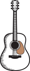 Obraz premium Vector illustration of acoustic guitar music instrument stringed six strings drawing