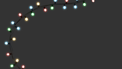 Curved Christmas Light Garland &ndash; Glowing Bulbs in PNG and JPG Formats for Festive Design