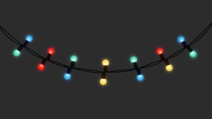 Christmas Light Chain &ndash; Vertical Twin Bulbs in PNG and JPG Formats for Celebration and decoration