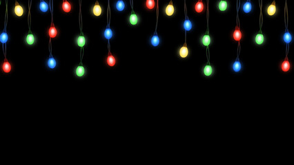 Vertical Hanging Christmas Lights , Glowing Bulbs in PNG and JPG Formats for Festive Design