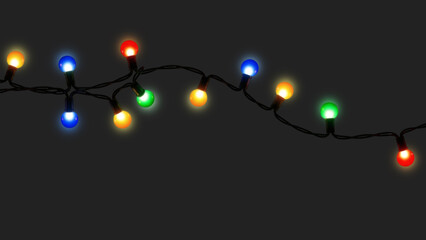 Christmas Light Garland &ndash; Radiant Round Bulbs in Red, Green, Blue, and Yellow for Holiday Themes
