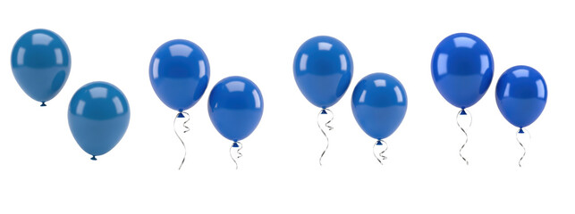 Set Of Flying Blue Party Balloons isolated on transparent background, PNG  © Char