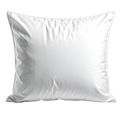 A realistic image of a plump, white, synthetic pillow mockup against a black background.