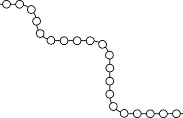 Circular nodes move step by step along a route that shifts through formed bends.