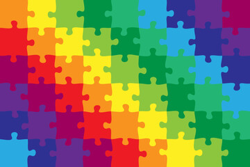 Colorful jigsaw puzzle pattern with seamless multicolor pieces. Bright abstract vector background ideal for educational designs, kids’ projects, games, decor and creative layouts.