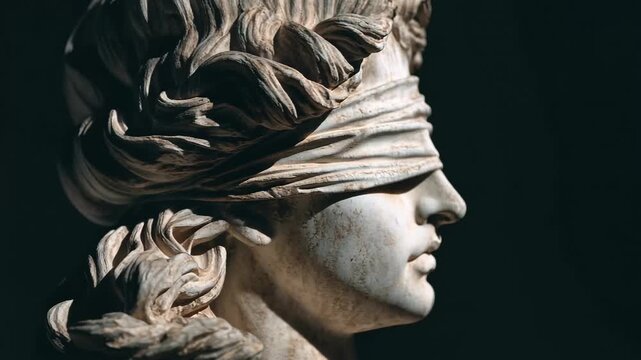 Statue of lady justice blindfolded depicts law, Statue of Lady Justice blindfolded, holding scales and a sword, symbolizing fairness, impartiality, and the rule of law