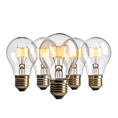 A group of glowing, vintage-style LED filament light bulbs against a black background.
