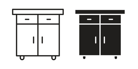 Cabinet icons Vector hand drawn illustration in doodle style. Simple sketch isolated.