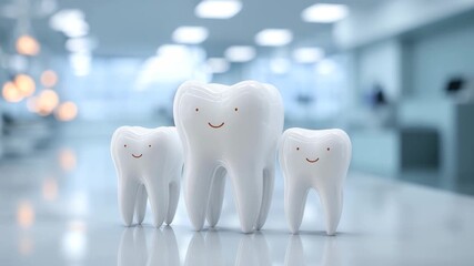 Teeth model advertisement on dental clinic background, Teeth model displayed prominently with a dental clinic background, highlighting oral health and dental care products
