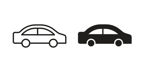Fototapeta premium Car side view icons Vector hand drawn illustration in doodle style. Simple sketch isolated.