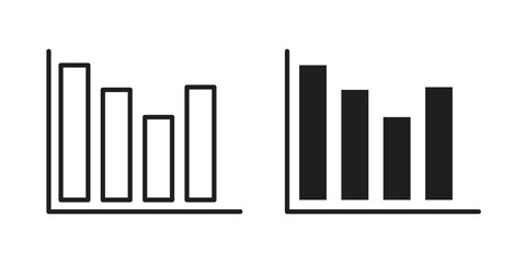 Chart histogram icons Vector hand drawn illustration in doodle style. Simple sketch isolated.