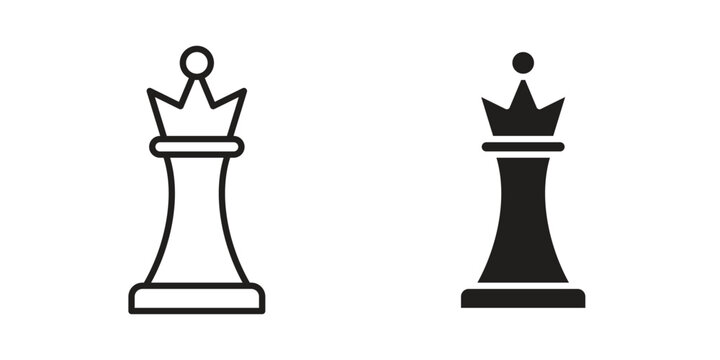 Chess queen icons Vector hand drawn illustration in doodle style. Simple sketch isolated.