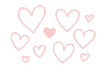 Pink doodle heart shapes seamless pattern transparent