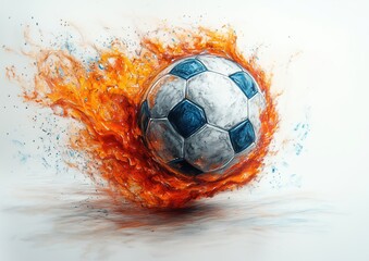 Dynamic Soccer Ball in Motion with Flames