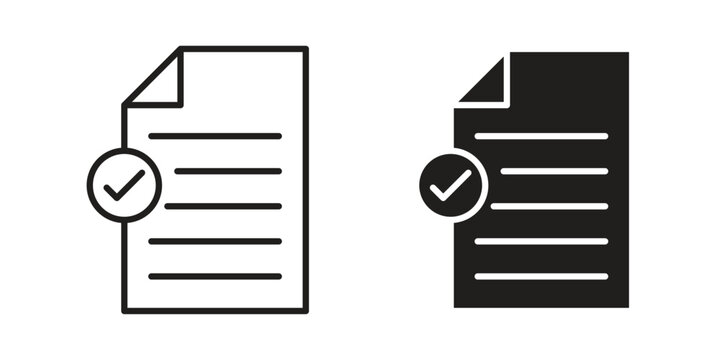 Document accept icons Vector hand drawn illustration in doodle style. Simple sketch isolated.