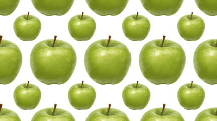 背景素材 リアルな青リンゴのシームレスパターン PNG Background Seamless pattern Realistic Green apple （Generative AI）