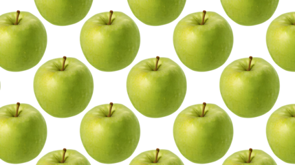 背景素材 リアルな青リンゴのシームレスパターン PNG Background Seamless pattern Realistic Green apple （Generative AI）