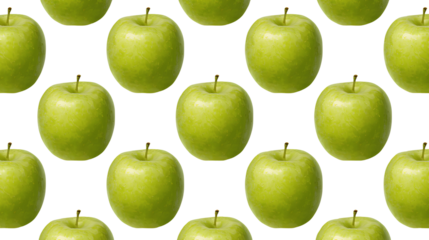 背景素材 リアルな青リンゴのシームレスパターン PNG Background Seamless pattern Realistic Green apple （Generative AI）