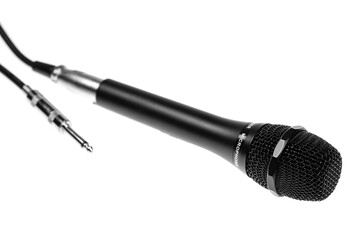 Black condenser microphone isolated on white background