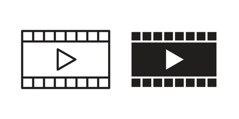 Film icons Vector hand drawn illustration in doodle style. Simple sketch isolated.