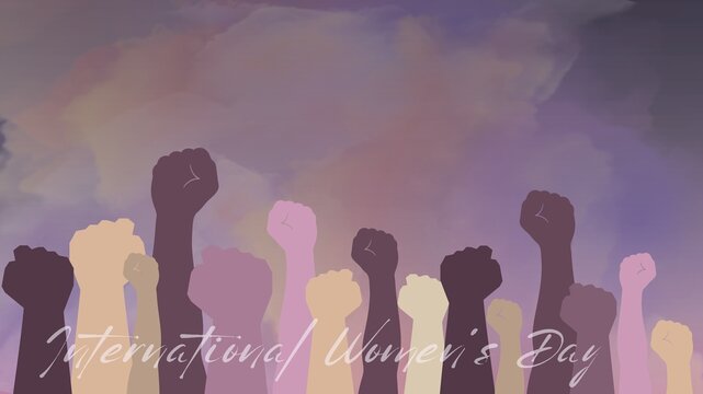 Diverse female fists rising up, symbolizing international women's day, global feminism, empowerment, unity, and protest for women's rights and gender equality worldwide - Powered by Adobe