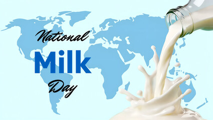 National Milk Day celebration with milk pouring from a bottle